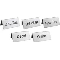 product of Omcan USA 80137 Hot Tea Beverage Tent Sign, Stainless Steel Printed Tabletop Sign