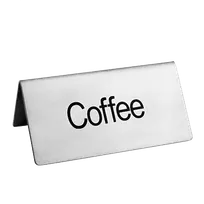 product of Omcan USA 80139 Beverage Tent Sign - Coffee Text, Stainless Steel Metal, Printed Tabletop Sign