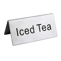 product of Omcan USA 80141 - Iced Tea Stainless Steel Beverage Tent Sign, Printed Metal Tabletop Display