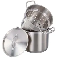 product of Omcan USA 80241 3-Piece 8 Qt Stainless Steel Pasta Cooker Set, Inset, Dishwasher Safe, NSF - Set