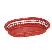 product of Omcan USA 80356 Platter Basket - Oval Plastic Serving Tray, 10-3/4" x 7-1/4" x 1-1/2", Red, 9" Size