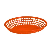 product of Omcan USA 80360 Platter Basket, Oval Red Plastic Tray, 9" x 5-3/4" x 1-7/8" For Fast Food Service