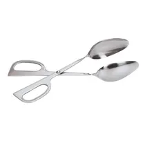 product of Omcan USA 80425 Scissor Tongs - 10"-11" Open-Angle, Double Spoon, Stainless Steel Kitchen Utensil