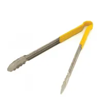 product of Omcan USA 80552 Utility Tongs - 16" Stainless Steel, Yellow Plastic Coated Handle, 14-16" Length