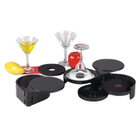 product of Omcan USA 80588 3-Tier Margarita Glass Rimmer Black ABS Salt Sugar Lime Compartments Washable Sponge