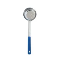 product of Omcan USA 80786 - 8 Oz One-Piece Stainless Steel Perforated Portion Control Spoon With Blue Handle