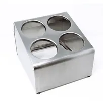 product of Omcan USA 80816 Stainless Steel Flatware Cylinder, 4 Holes, 2-Tier Holder, Ideal for Kitchen Storage
