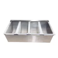 product of Omcan USA 80865 Condiment Bar Holder - 4-Compartment Stainless Steel Base with Clear Cover, 12" Wide