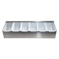 product of Omcan USA 80867 Condiment Bar Holder - 6-Compartment Steel Base with Clear Cover, Organizer