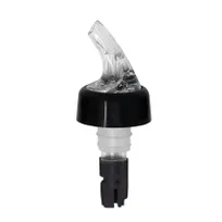 product of Omcan USA 80878 Liquor Pourer, 5/8 Oz, Plastic, Clear Spout, Black Tail, With Collar, 12/Pack