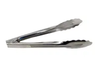 product of Omcan USA 81067 Utility Tongs - 7" Heavy-Duty Stainless Steel, Silver, Coiled Spring Design