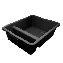 product of Omcan USA 81075 Bus Box - 21″W x 17″D x 7″H, 2-Compartment, Black Polypropylene, NSF Certified