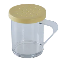 product of Omcan USA 81166 Dredge Shaker, 10-Oz Yellow-Lid Polycarbonate, Top With 4 Mm Holes, Handle Included