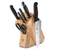 product of Victorinox 5.1193.7-X2 7-Piece Block Set, Hardwood Handle, Black Fibrox, Kitchen Knife Block