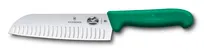 product of Victorinox 5.2524.17 Santoku Knife, 7" 1-1/2" Handle, Green Fibrox Handle, Granton Edge, Stamped