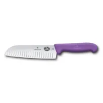 product of Victorinox 5.2525.17B Santoku Knife, 7" Granton Blade, Stamped, Purple Fibrox Handle, Hollow Edge