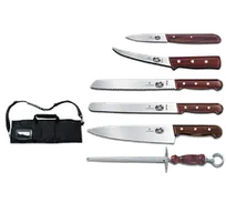 product of Victorinox 7.4012-X7 7-Piece Knife Set, Cutlery Roll with Rosewood Handles, Canvas Roll Bag - 1/Bag