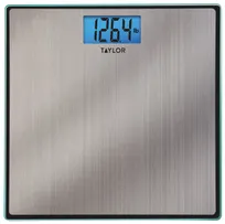 product of Taylor Precision 74074102 Bathroom Scale – 400 lb, Blue Blacklight, Steel Platform, 2 Li Batteries