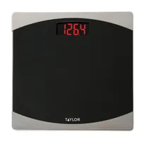 product of Taylor Precision 75624072 Bathroom Scale – 400 lb, Black Glass Platform, Reversed Red LCD Digits