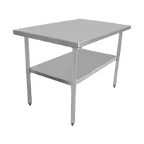 product of Serv-Ware T2448CWP-4-V 48" Open Base Work Table with Undershelf, Flat Top / 18 Gauge Top