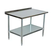 product of Serv-Ware T3060CWP-4-T-V 60" Open Base Work Table with Undershelf, 2" Backsplash / 18 Gauge Top