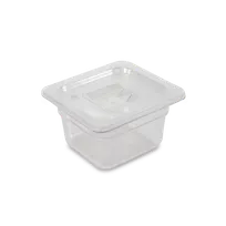 product of Concasse MCIP1610 1/6 Clear Polycarbonate Pan, 6-7/8" W x 6-1/4" D x 4" H, 4" Deep, NSF