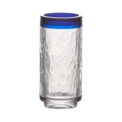 product of GET SOL-2SH-CL Solera Shot Glass, 2 oz, 1.6" Dia x 3.5" H, Clear Textured with Blue Rim - Dozen