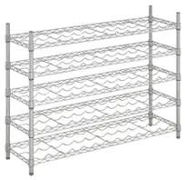 product of Hubert 129569 Kratos Wire Commercial Wine Rack, 48"W x 14"D x 34"H, 55-Bottle Capacity, Chrome Finish, NSF Certified