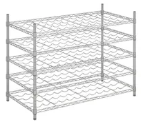 product of Hubert 136243 Kratos Wire Commercial Wine Rack, 48"W x 24"D x 34"H, 5-Shelf, 110-Bottle Capacity, Chrome Finish, NSF Certified