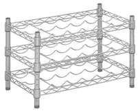 product of Hubert 145816 Kratos Wire Wine Rack, 24"W x 14"D x 14"H, 3-Shelf, 15-Bottle Capacity, Chrome Finish, NSF Certified