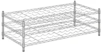 product of Hubert 155098 Kratos Wire Wine Rack, 48"W x 24"D x 14"H Countertop Rack with 3 Shelves, 66-Bottle Capacity, Chrome Finish, NSF Certified