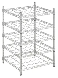 product of Hubert 209131 Kratos Wire Wine Rack, 24"W x 24"D x 34"H, 50-Bottle Capacity, Chrome Finish, NSF Certified, 5-Shelf Commercial Rack