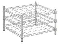 product of Hubert 212288 Kratos Wire Wine Rack, 24"W x 24"D x 14"H, 14" Posts, 3-Shelf, 30-Bottle Capacity, Chrome Finish, NSF Certified