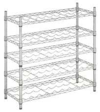 product of Hubert 32819 Kratos Wire Wine Rack, 36"W x 14"D x 34"H, 40-Bottle Capacity, Chrome Finish, NSF Certified, 5-Shelf Commercial Rack