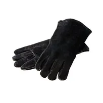 product of Lodge A5-2 - 16" Black Brushed Leather Heat Gloves, 400°F Protection, Deep Cuff Lined - 1 Pair