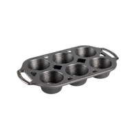 product of Lodge BW6MFN Muffin Pan 12-7/10" W x 7" D x 1-1/2" H, 6 2-7/10" Cups, Iron, PFOA/PTFE Free, USA Made