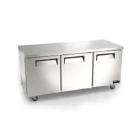 product of Kool-It Infinity KIN72UCF-HC 72" 3-Door Undercounter Freezer, Stainless Steel, 18 cu. ft., LED Display