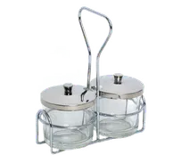 product of Town 19825 Condiment Rack, Chrome-Plated Wire, Holds Two Jars, 7-1/2" x 6-1/2" Tabletop Caddy