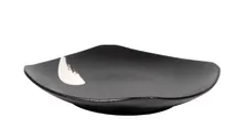 product of Town J2-2912 Square China Salad Plate, 8"-1/4 x 8"-1/4, Black with White Splash, Flared Edge - 1 Dozen