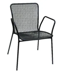 product of American Tables & Seating 91 Aluminum Outdoor Arm Chair with Mesh Back & Seat, Black