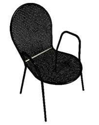 product of American Tables & Seating 93 Aluminum Outdoor Arm Chair with Round Meshed Back & Seat, Black