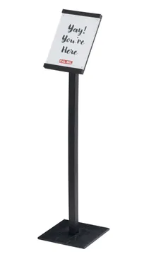 product of Cal-Mil 28607-13 Vista Sign Holder - 12.5" x 12.5" x 46.75" HDPE Black Tabletop Display Sign