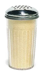product of Carlisle 331907 Cheese Shaker, 12-oz., 3" Dia. x 5-1/2" H, Clear, Metal Lid, Stainless Steel Perforated Top
