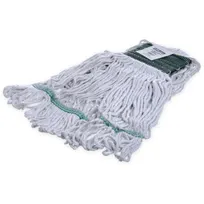 product of Carlisle 369418B00 Wet Mop Head - Medium 4-Ply Loop-End, White Cotton Blend Yarn, 5" Wide Vinyl Band