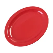product of Carlisle KL12705 Oval 12" x 9" Red Melamine Gloss Platter, Dishwasher Safe, 212°F Tolerant