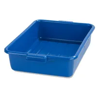 product of Carlisle N4401014 Comfort Curve Tote Box, 20" L x 15" W x 5" H Blue Polyethylene, 1-Compartment, Stackable with Reinforced Rim and Handles, NSF Certified