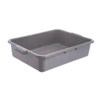 product of Carlisle N4401023 Comfort Curve Tote Box, 20" L x 15" W x 5" H Gray Polyethylene, 1-Compartment, Stackable with Reinforced Rim and Handles, NSF Certified