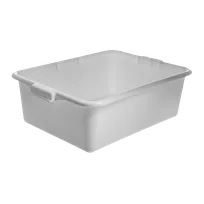 product of Carlisle N4401102 Comfort Curve Tote Box, 20"L x 15"W x 7"H White Polyethylene, 1-Compartment, Stackable with Reinforced Rim, NSF Certified