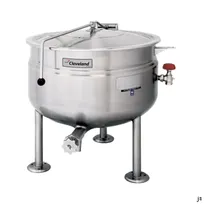 product of Cleveland KDL80SH 80 Gallon Floor Stationary Full Steam Jacketed Direct Steam Kettle w/ Tri-Leg Base
