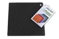 product of Louis Tellier ACC074BLACK Pot Holder – Square Silicone, Black, 6" x 6" (175mm x 175mm), Skull Design